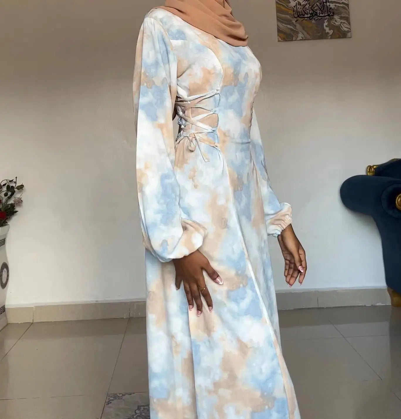 Printed Tie-Waist Maxi Dress