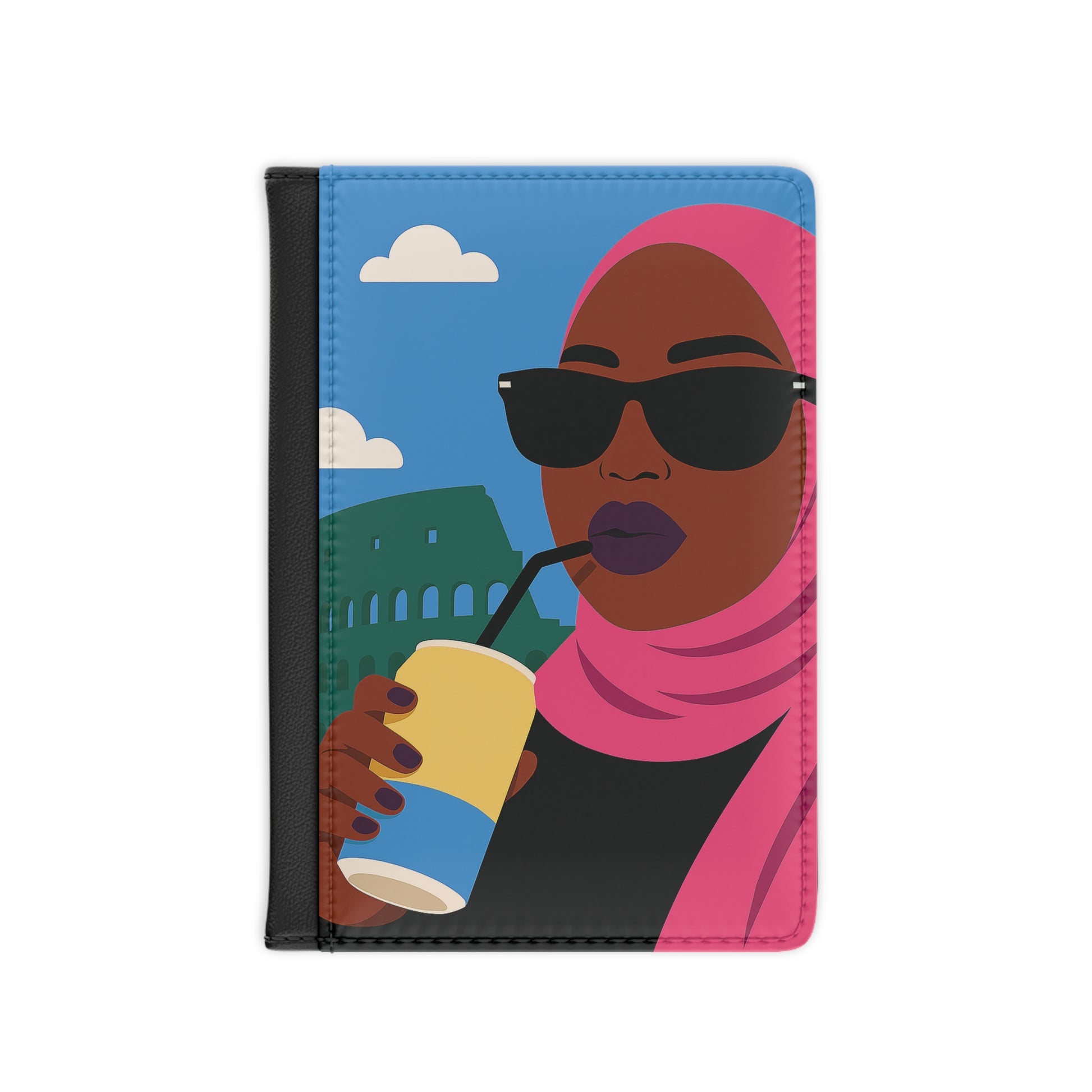 Black Hijabi in Rome Passport Cover
