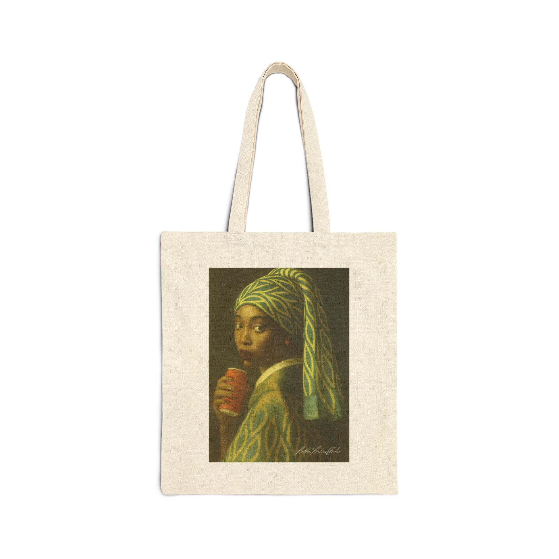 African Girl with the Pearl Earring Art Drinking Soda Tote Bag