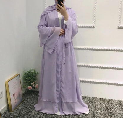 Chiffon Abaya Kimono Abaya With Belt