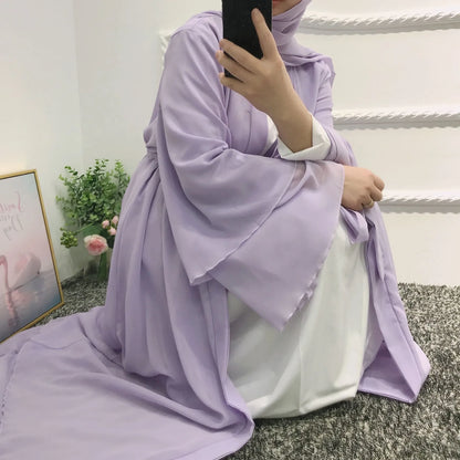 Chiffon Abaya Kimono Abaya With Belt