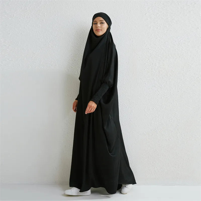 Smocking Sleeve One-piece Prayer Dress/ Jilbab