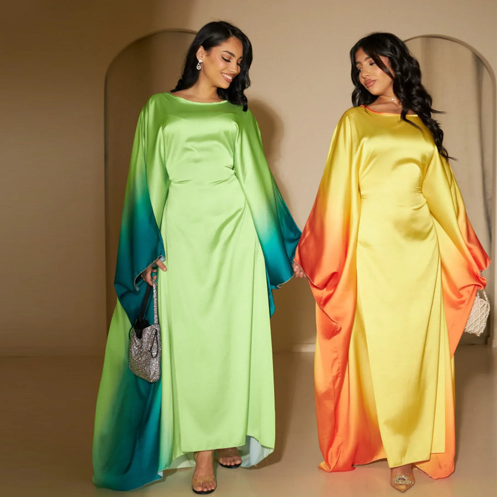 Butterfly Abaya Satin Belted Dress