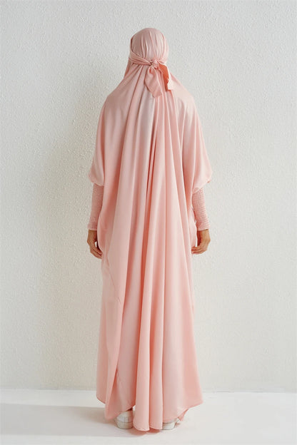 Smocking Sleeve One-piece Prayer Dress/ Jilbab