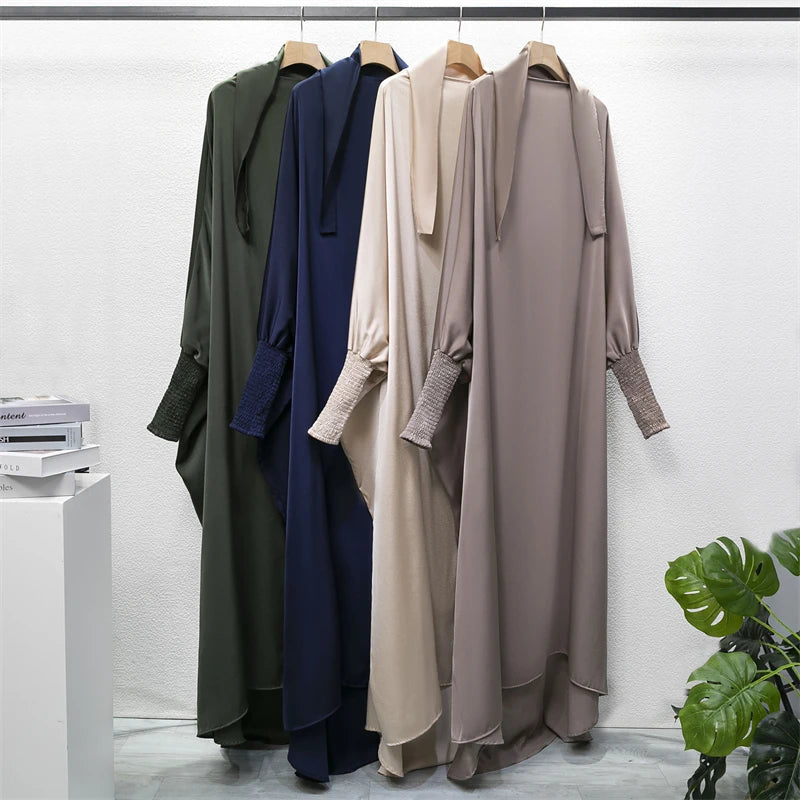 Smocking Sleeve One-piece Prayer Dress/ Jilbab