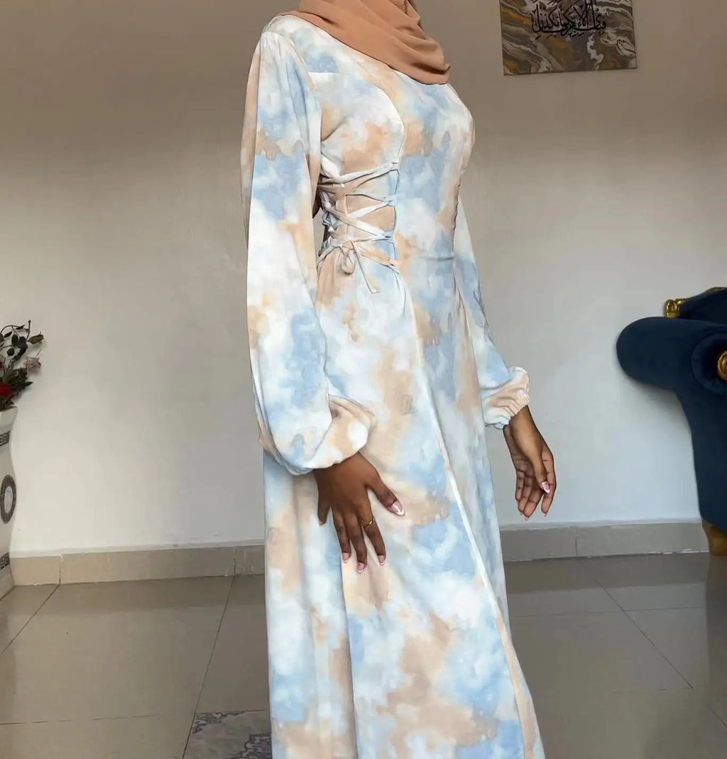 Printed Tie-Waist Maxi Dress