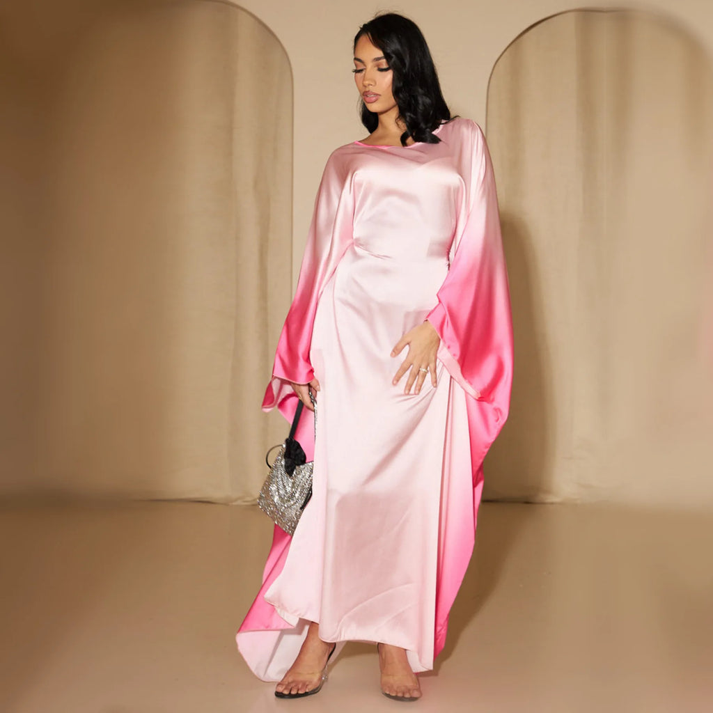 Butterfly Abaya Satin Belted Dress