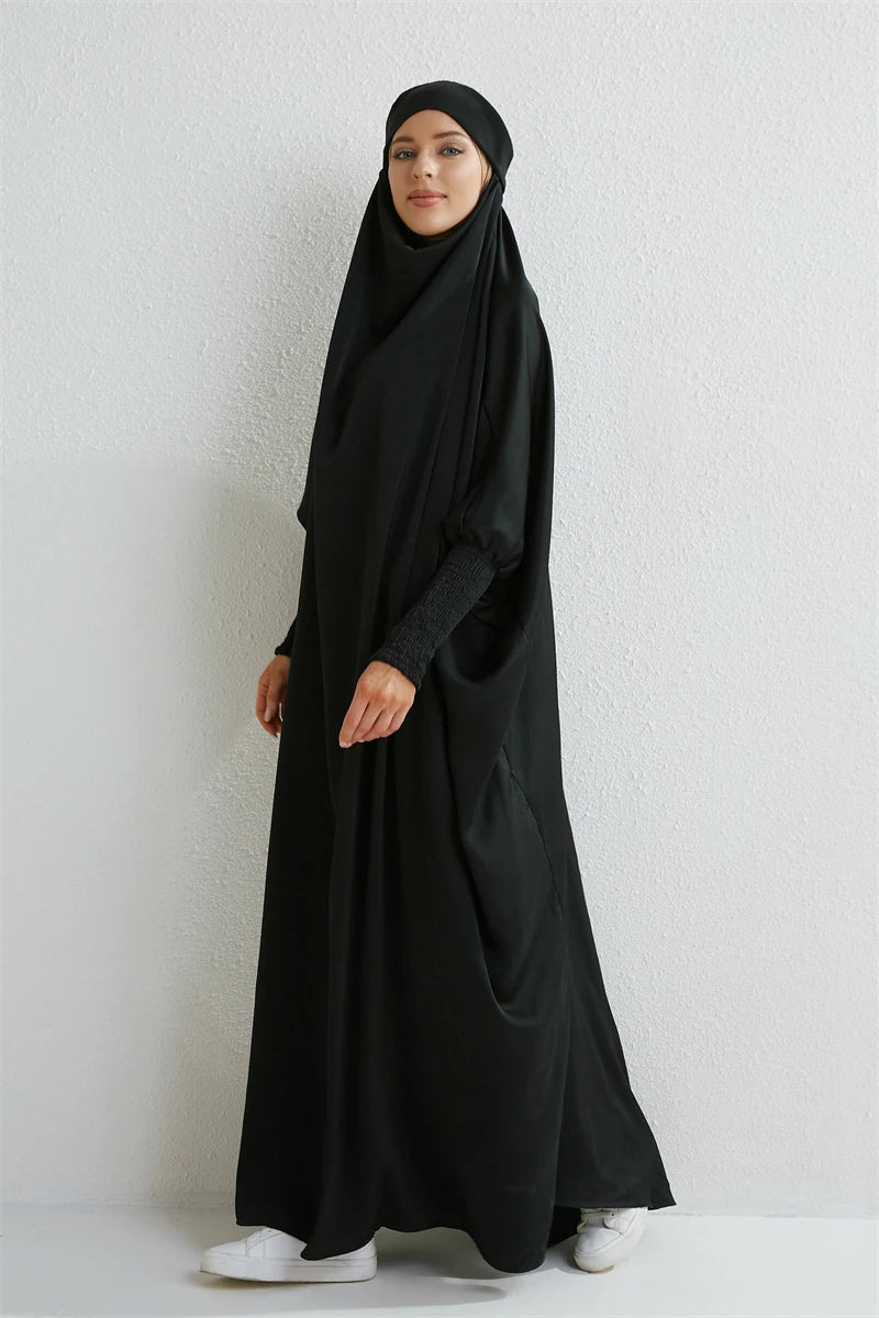 Smocking Sleeve One-piece Prayer Dress/ Jilbab