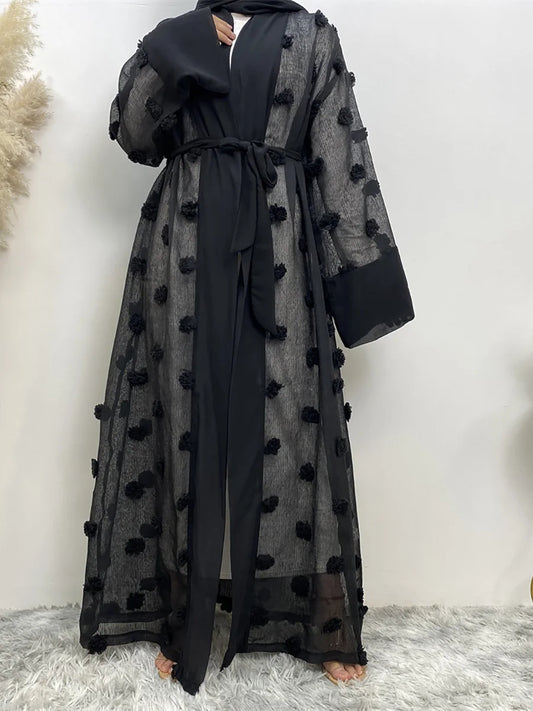 Black Sheer Open Abaya