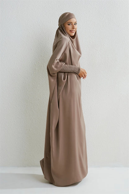 Smocking Sleeve One-piece Prayer Dress/ Jilbab