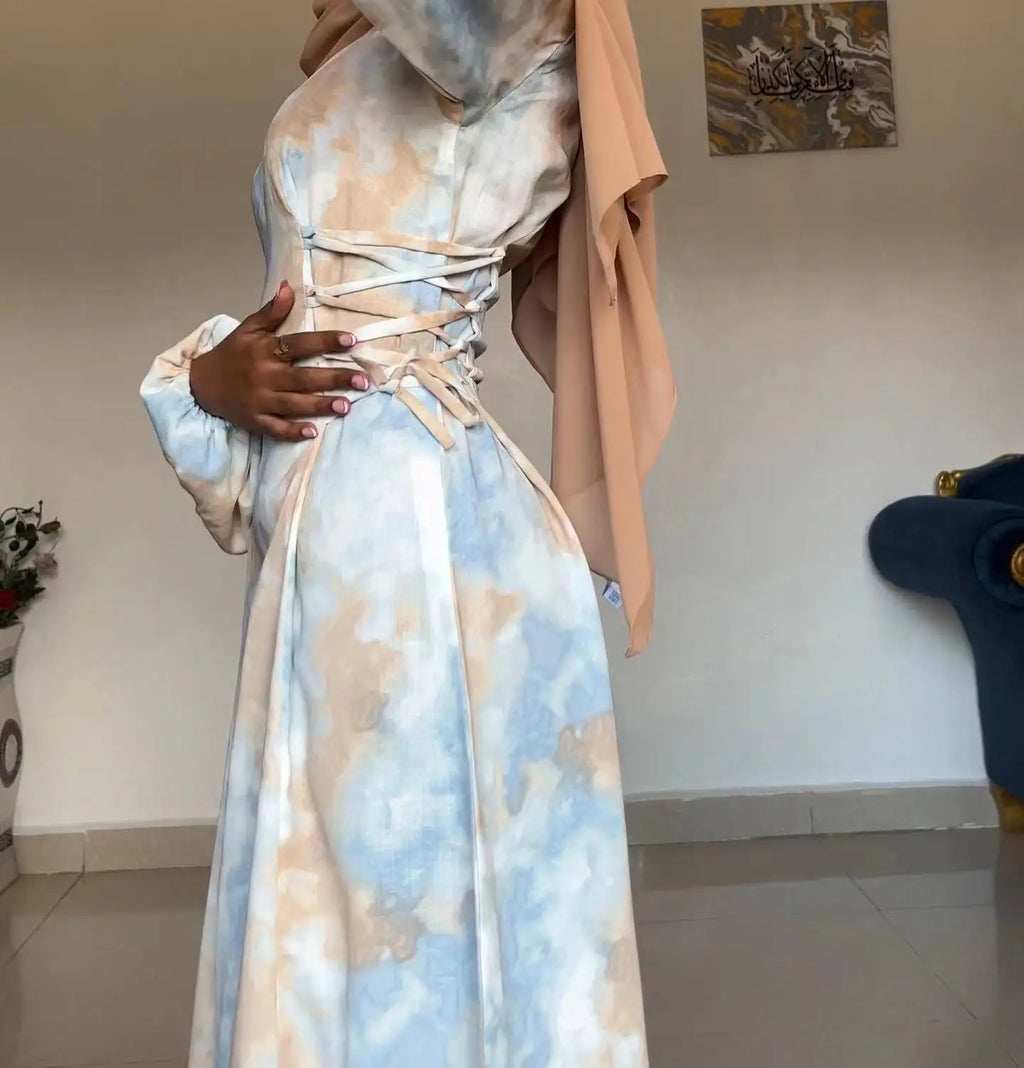 Printed Tie-Waist Maxi Dress