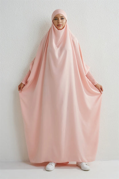 Smocking Sleeve One-piece Prayer Dress/ Jilbab