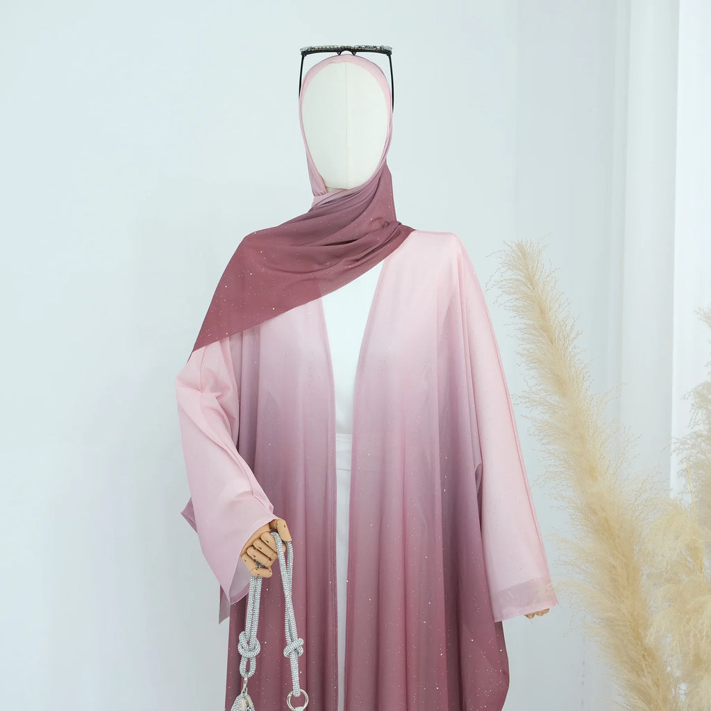 Ombre Open Abaya Robe Set
