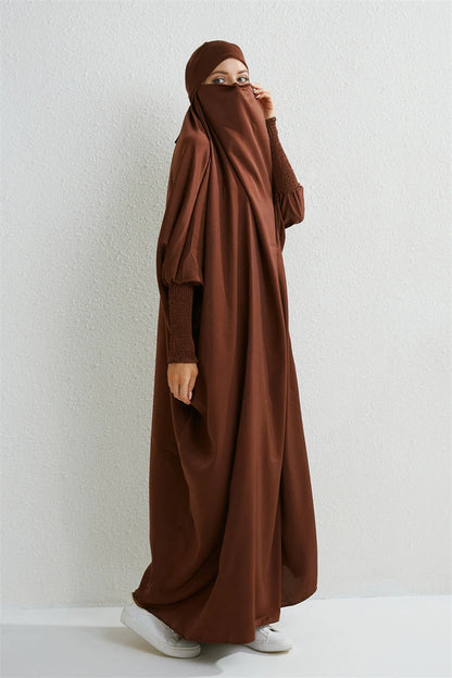 Smocking Sleeve One-piece Prayer Dress/ Jilbab