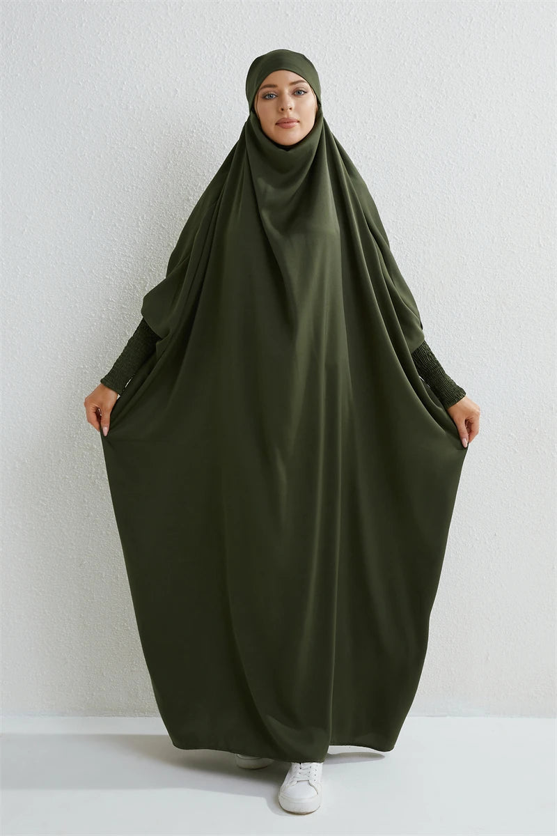 Smocking Sleeve One-piece Prayer Dress/ Jilbab