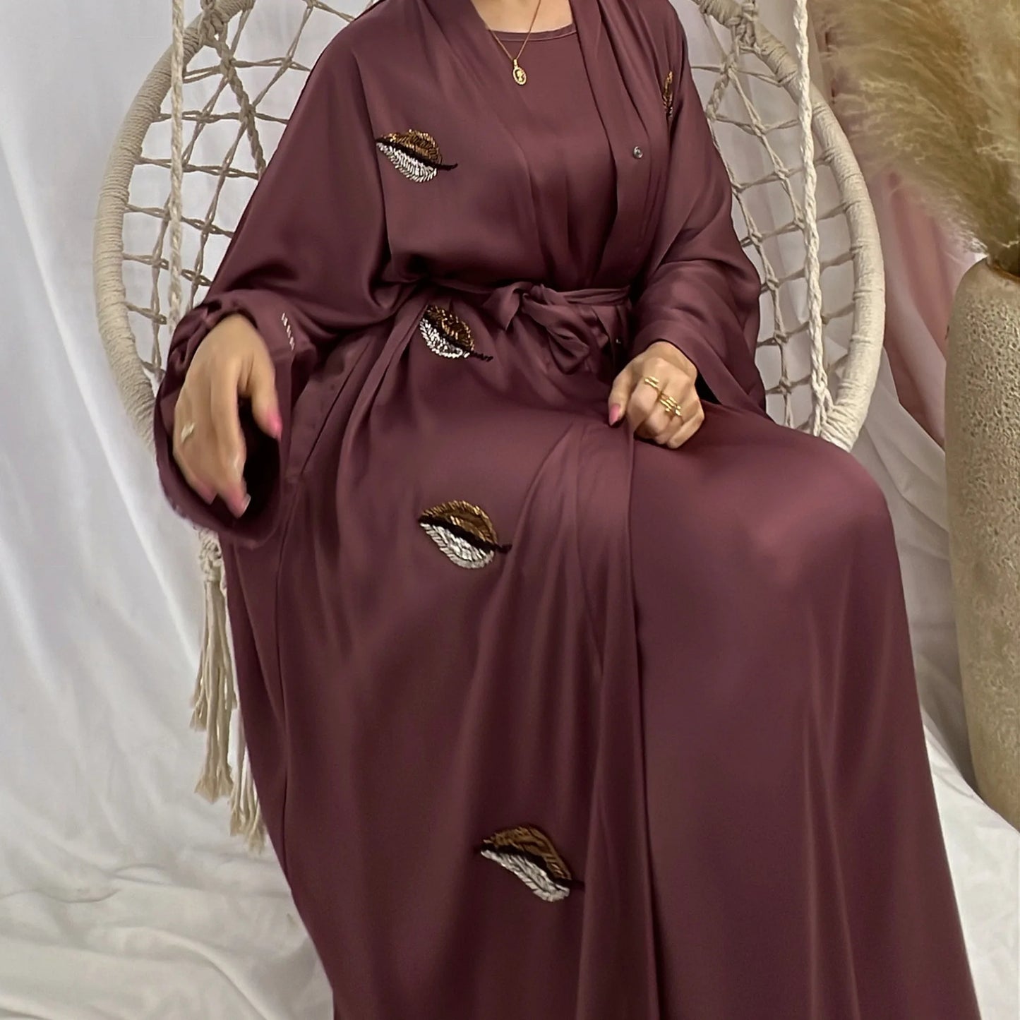 Embroidered Open Abaya