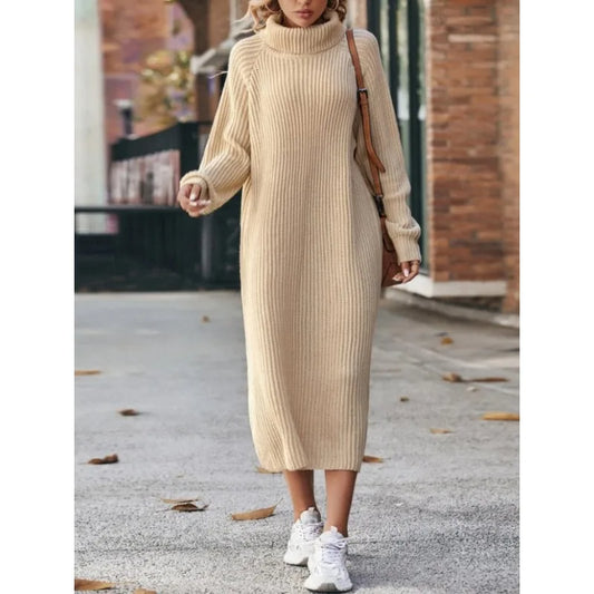 High Collar Sweater Dress