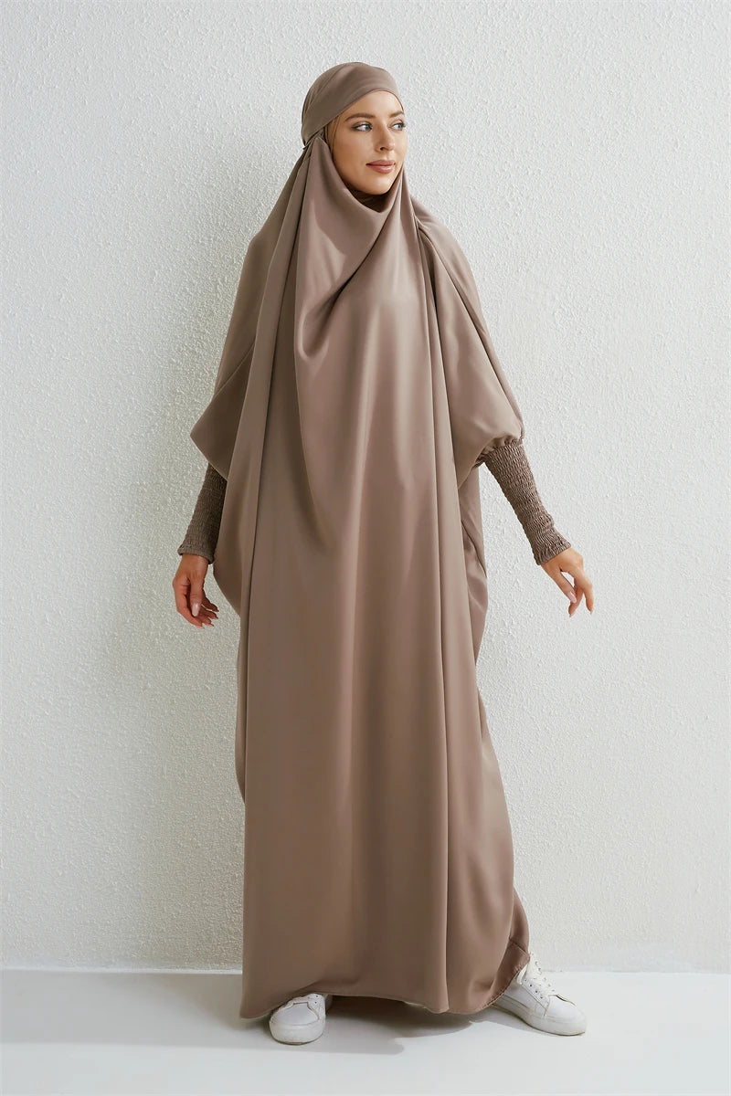 Smocking Sleeve One-piece Prayer Dress/ Jilbab