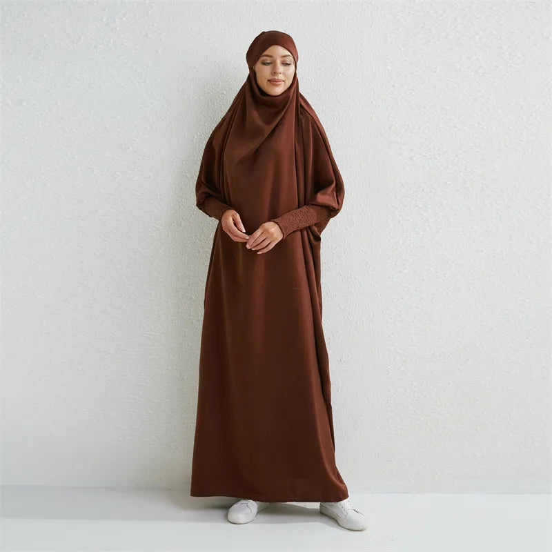 Smocking Sleeve One-piece Prayer Dress/ Jilbab