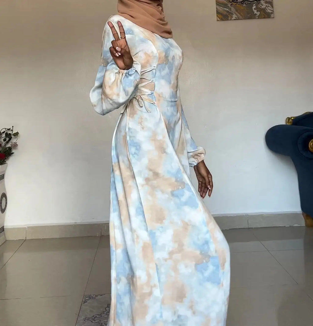 Printed Tie-Waist Maxi Dress