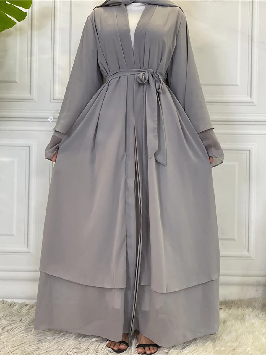 Chiffon Abaya Kimono Abaya With Belt