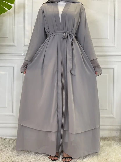 Chiffon Abaya Kimono Abaya With Belt