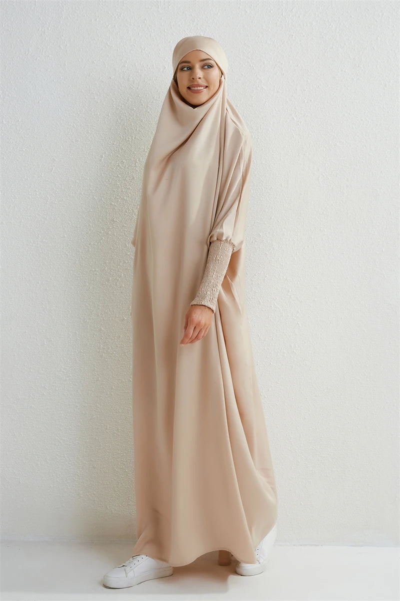 Smocking Sleeve One-piece Prayer Dress/ Jilbab