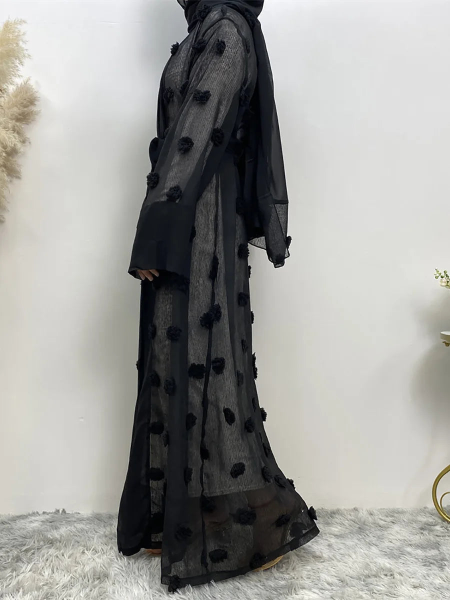 Black Sheer Open Abaya