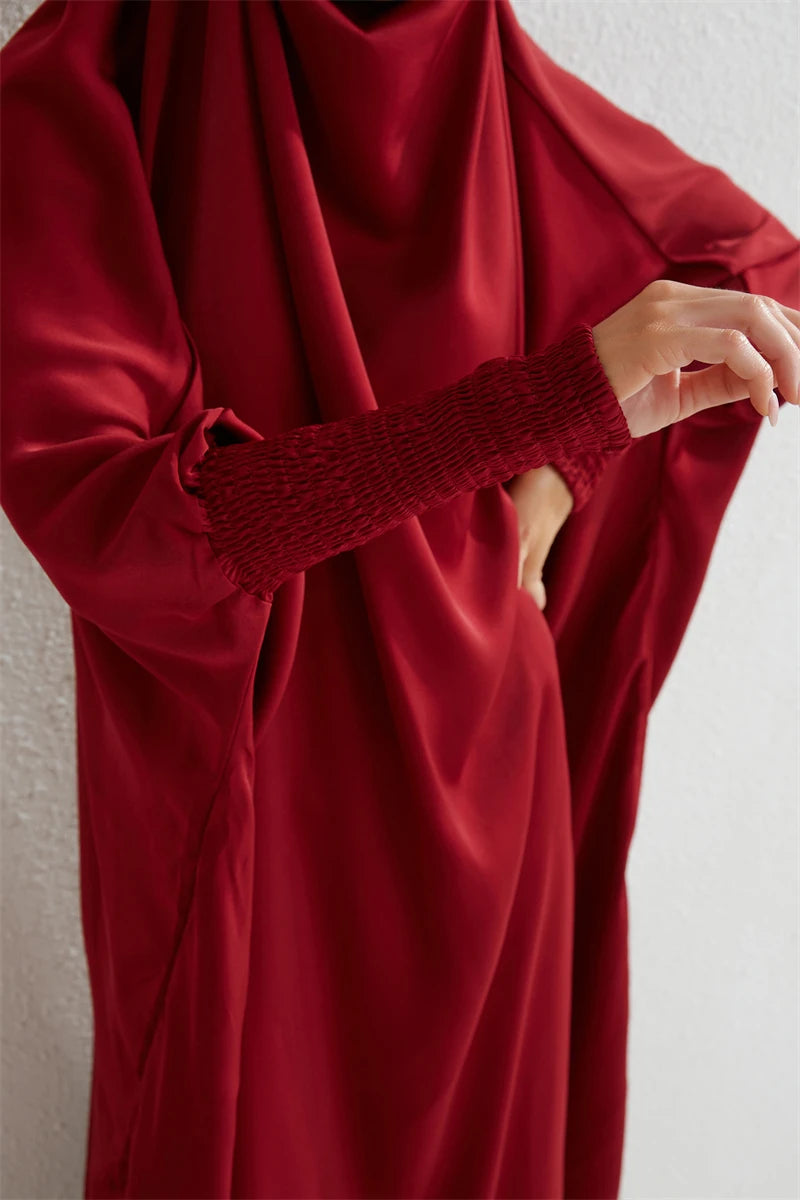 Smocking Sleeve One-piece Prayer Dress/ Jilbab