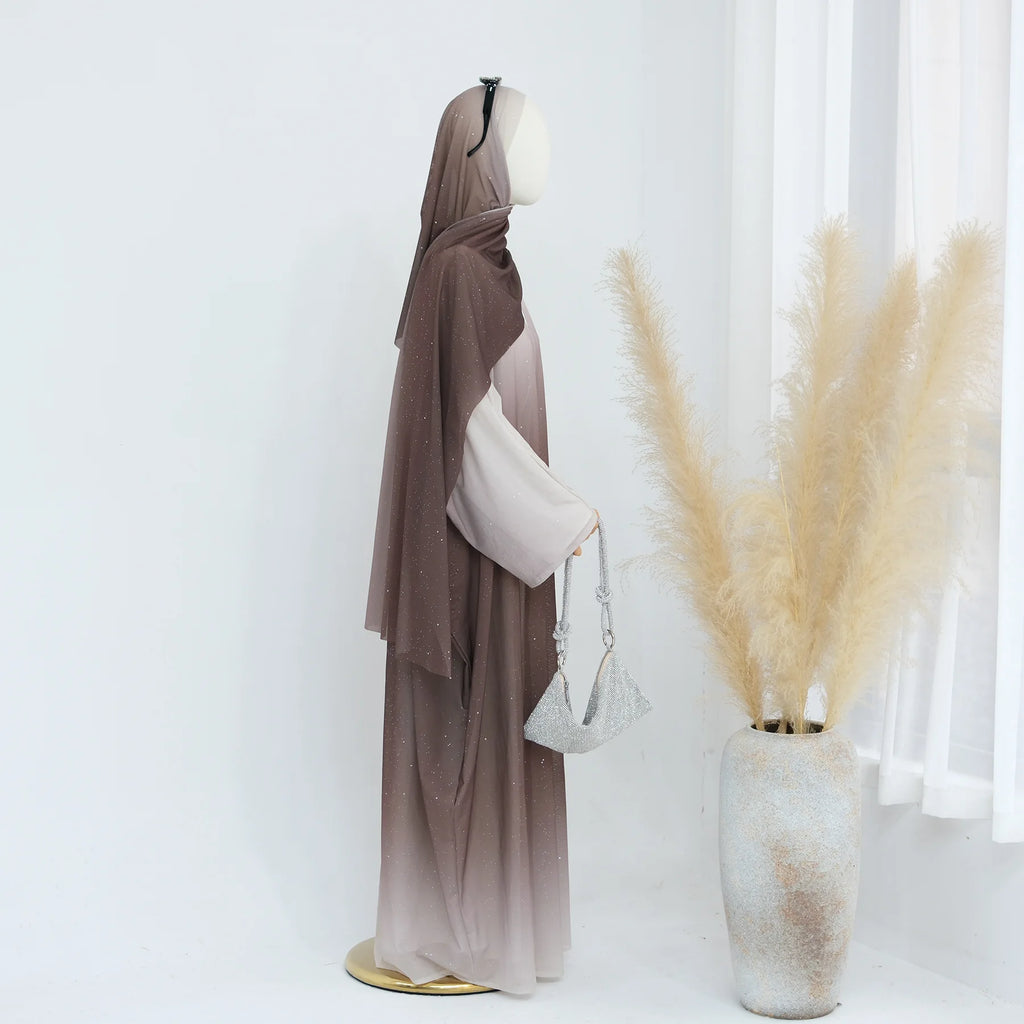 Ombre Open Abaya Robe Set