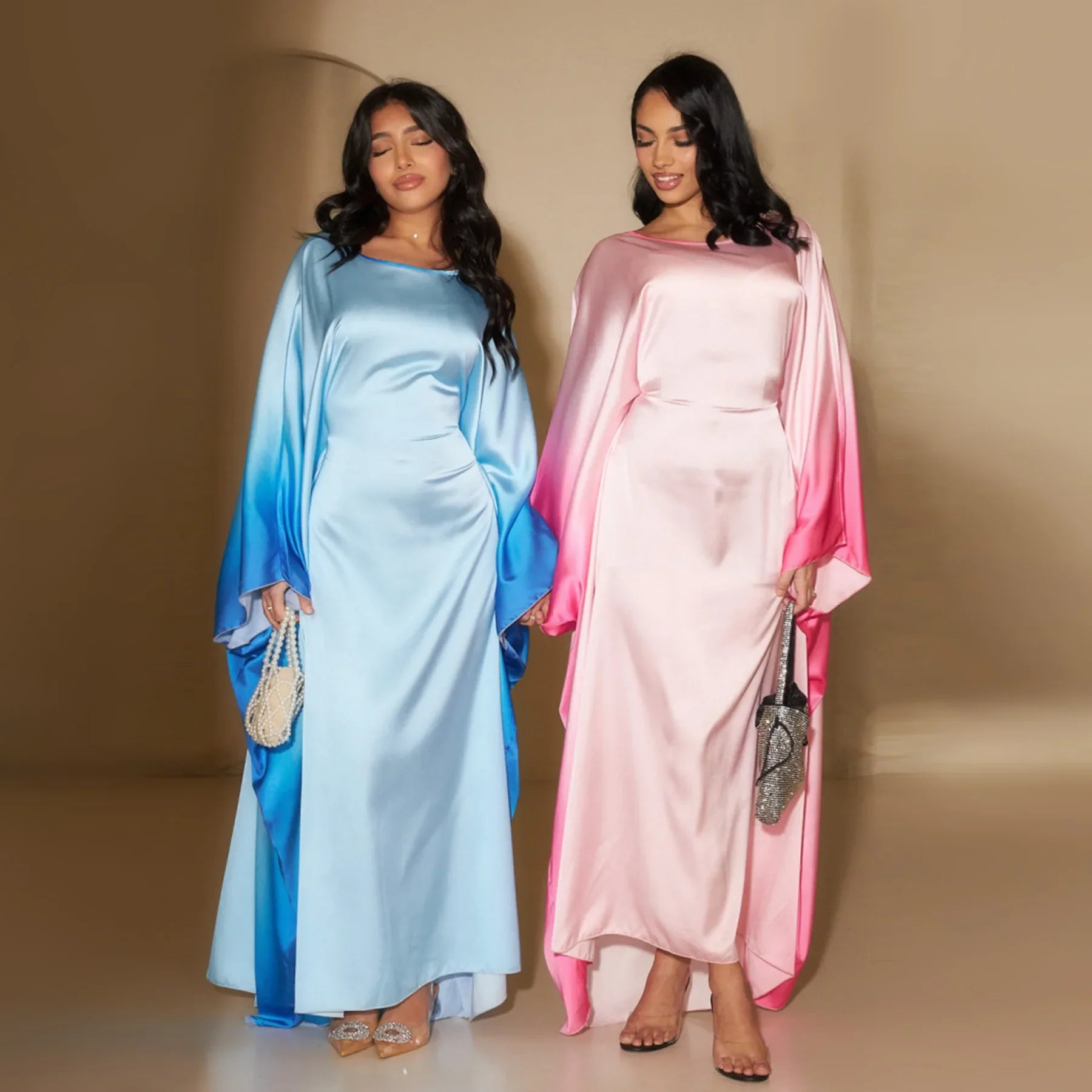 Butterfly Abaya Satin Belted Dress
