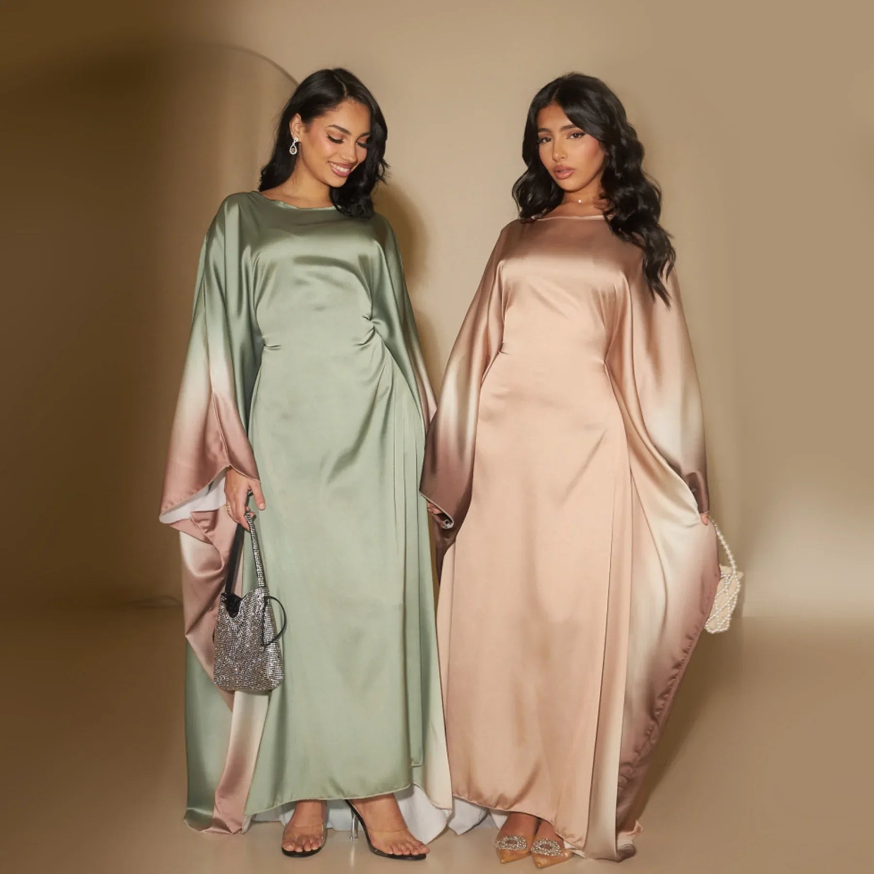 Butterfly Abaya Satin Belted Dress