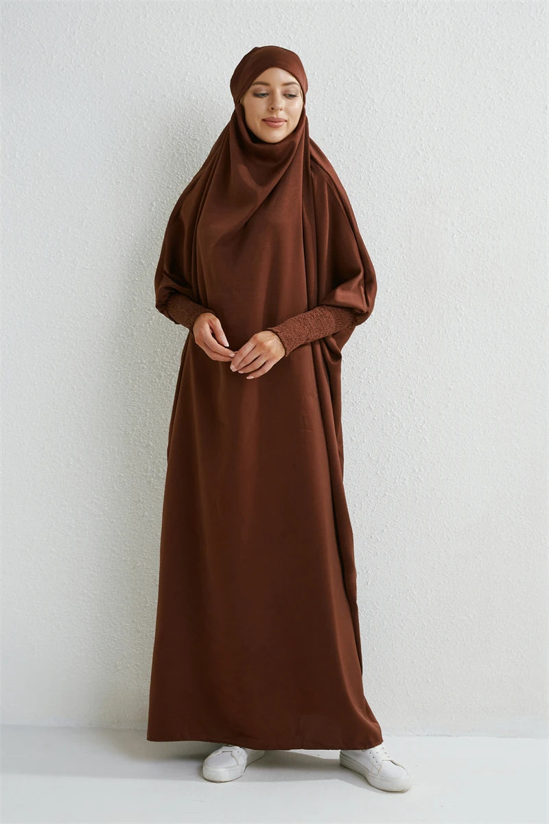 Smocking Sleeve One-piece Prayer Dress/ Jilbab