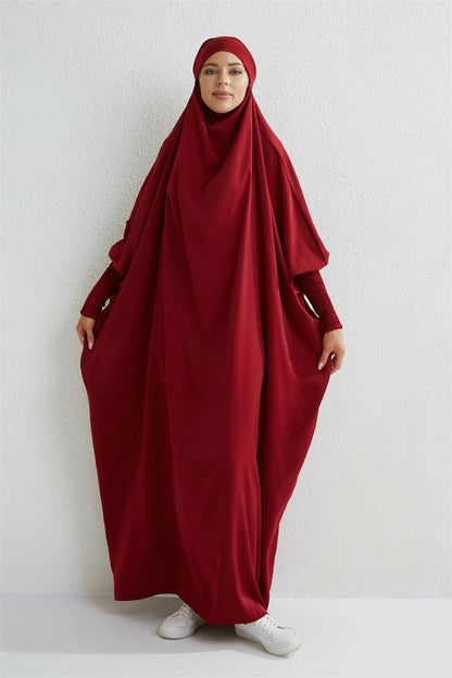 Smocking Sleeve One-piece Prayer Dress/ Jilbab