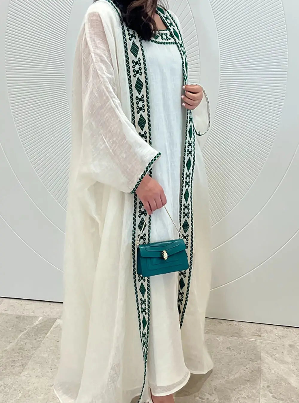 Embroidery  Two Piece Abaya and dress