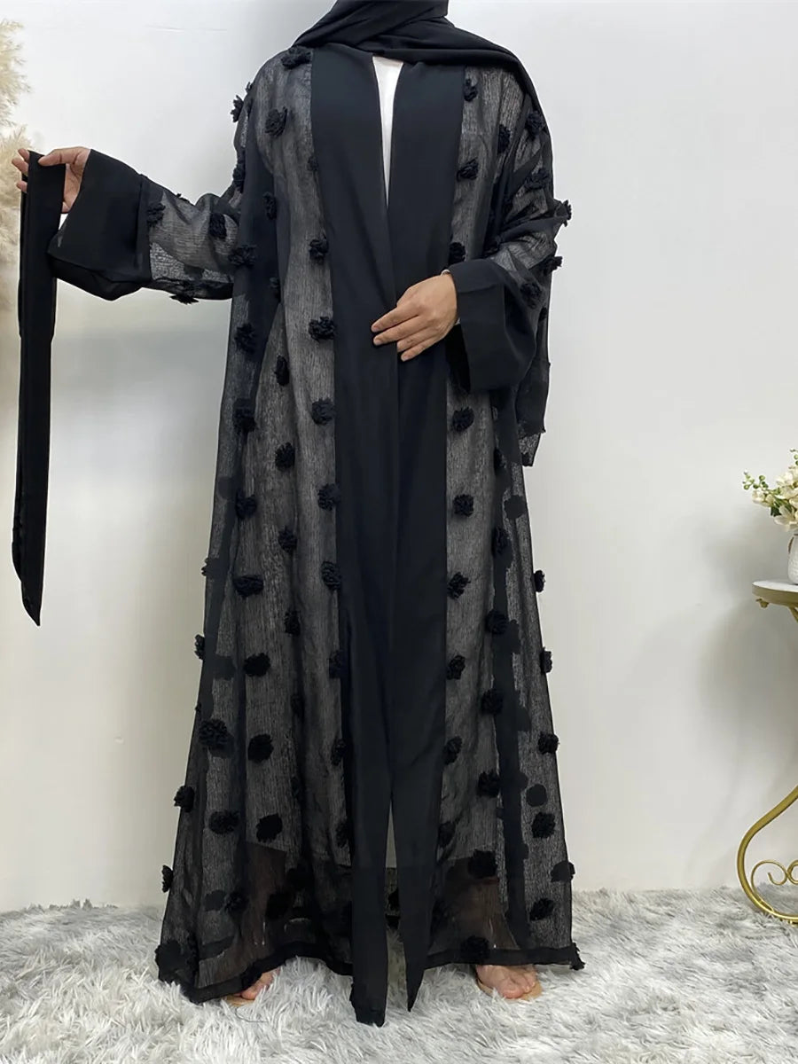 Black Sheer Open Abaya