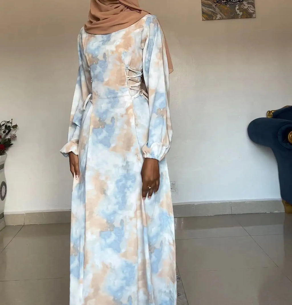Printed Tie-Waist Maxi Dress