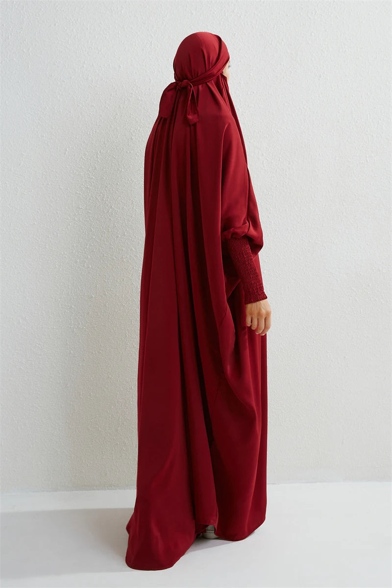 Smocking Sleeve One-piece Prayer Dress/ Jilbab