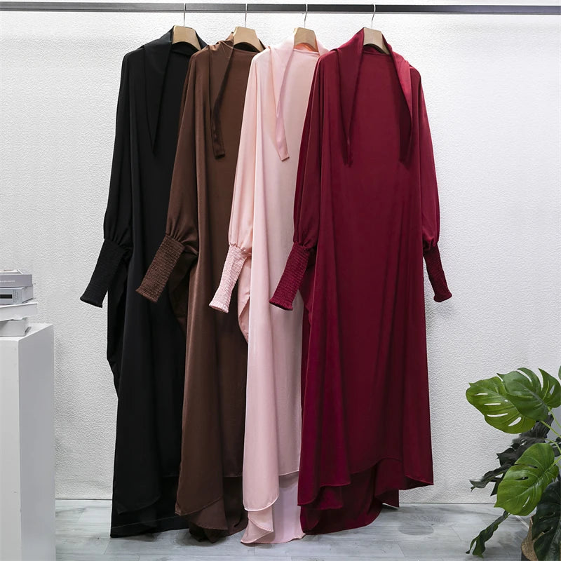 Smocking Sleeve One-piece Prayer Dress/ Jilbab