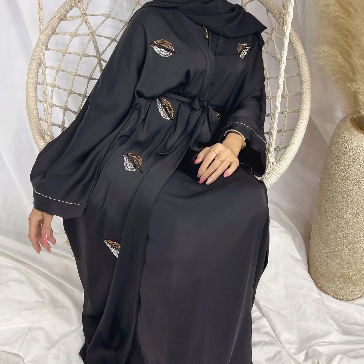 Embroidered Open Abaya