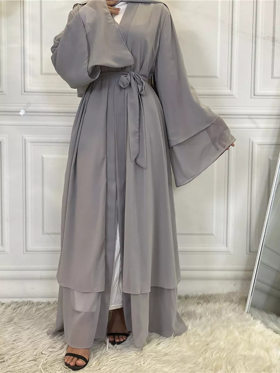 Chiffon Abaya Kimono Abaya With Belt