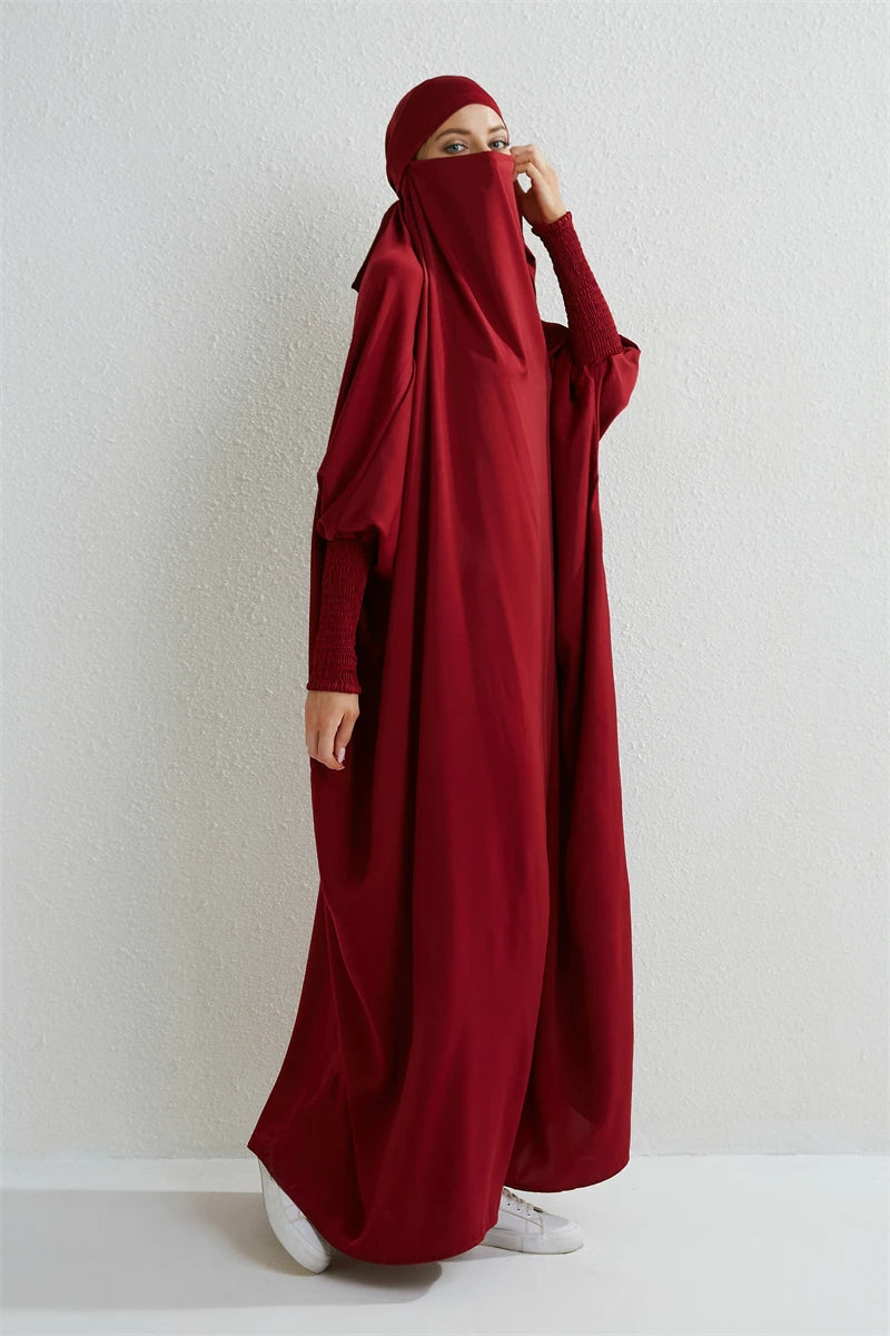 Smocking Sleeve One-piece Prayer Dress/ Jilbab