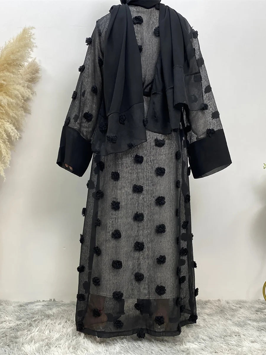 Black Sheer Open Abaya