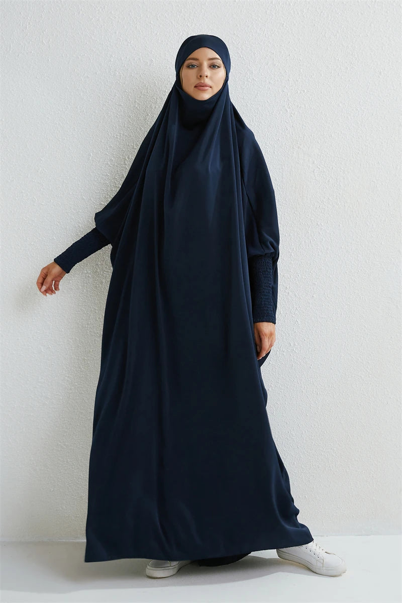 Smocking Sleeve One-piece Prayer Dress/ Jilbab