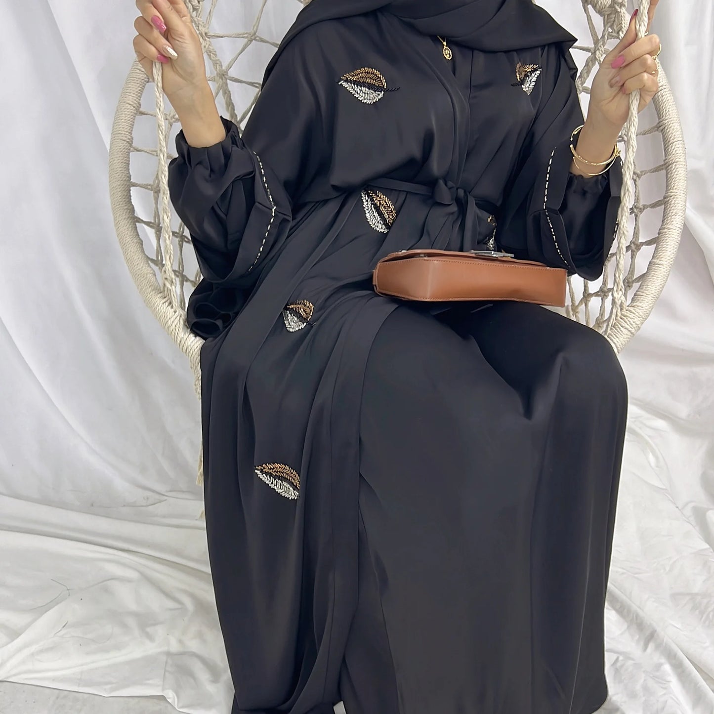 Embroidered Open Abaya