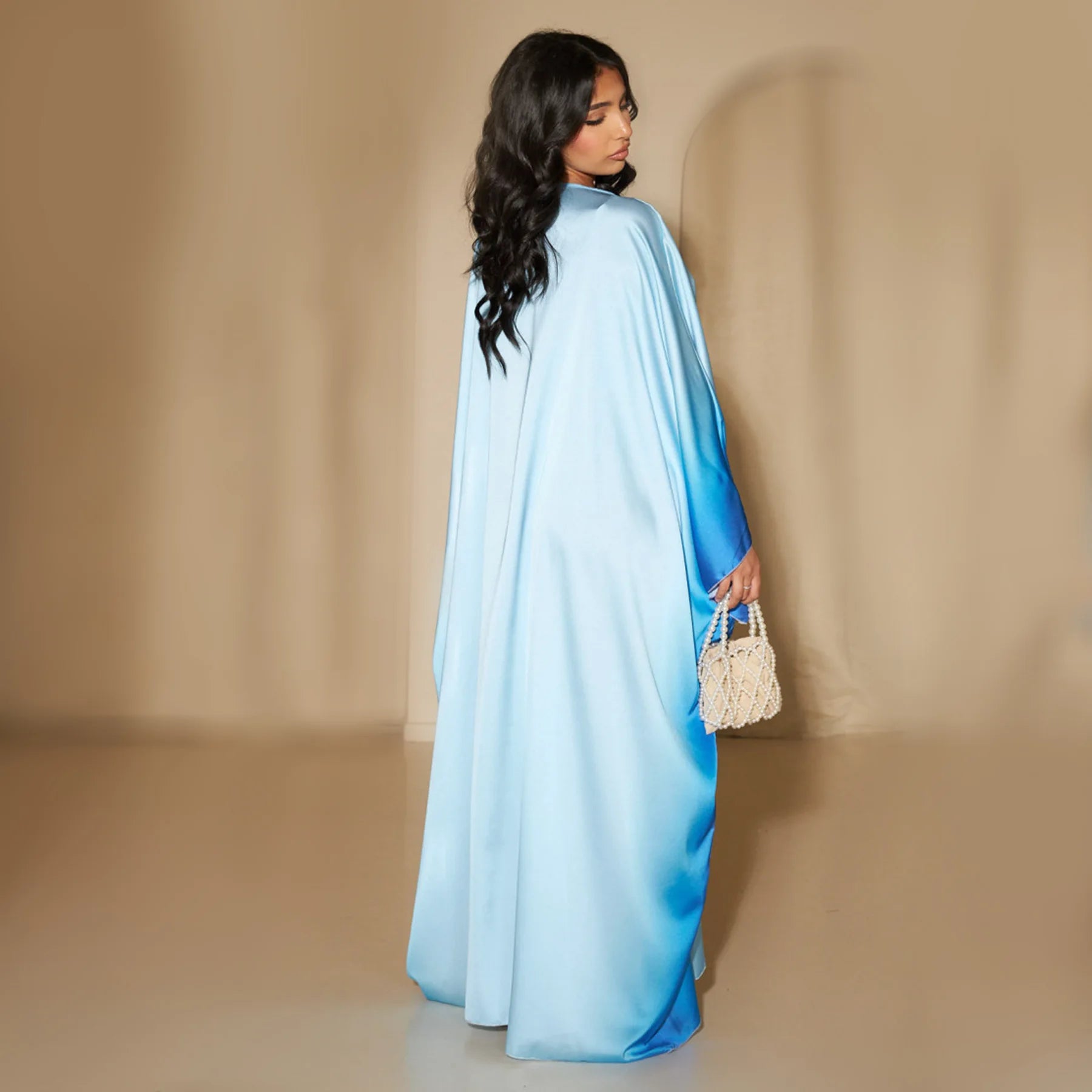 Butterfly Abaya Satin Belted Dress