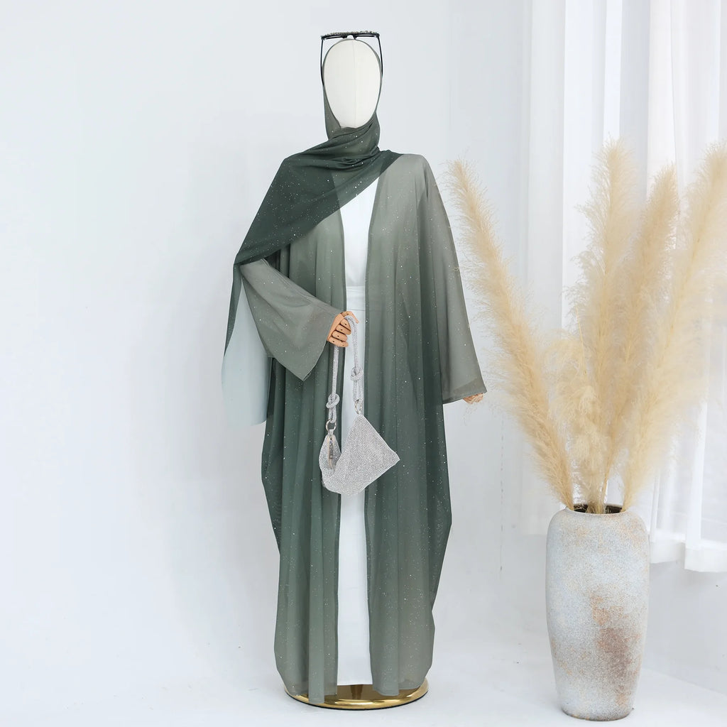 Ombre Open Abaya Robe Set