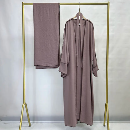 Three Piece Abaya Set With Hijab