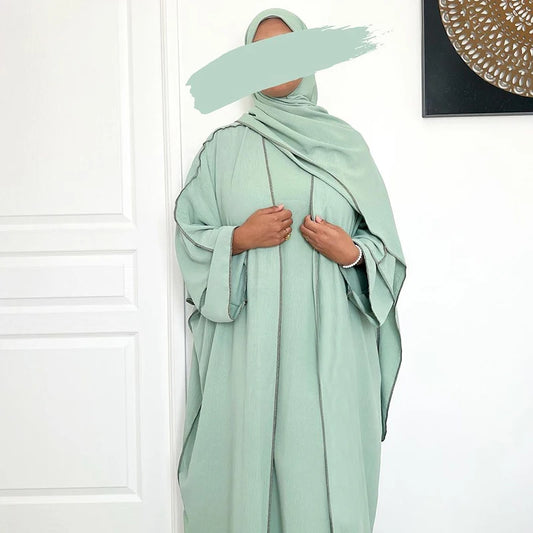 Three Piece Abaya Set With Hijab