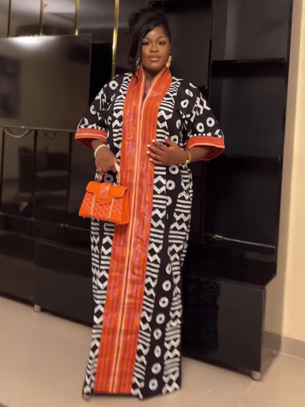 African-Inspired Satin Abaya